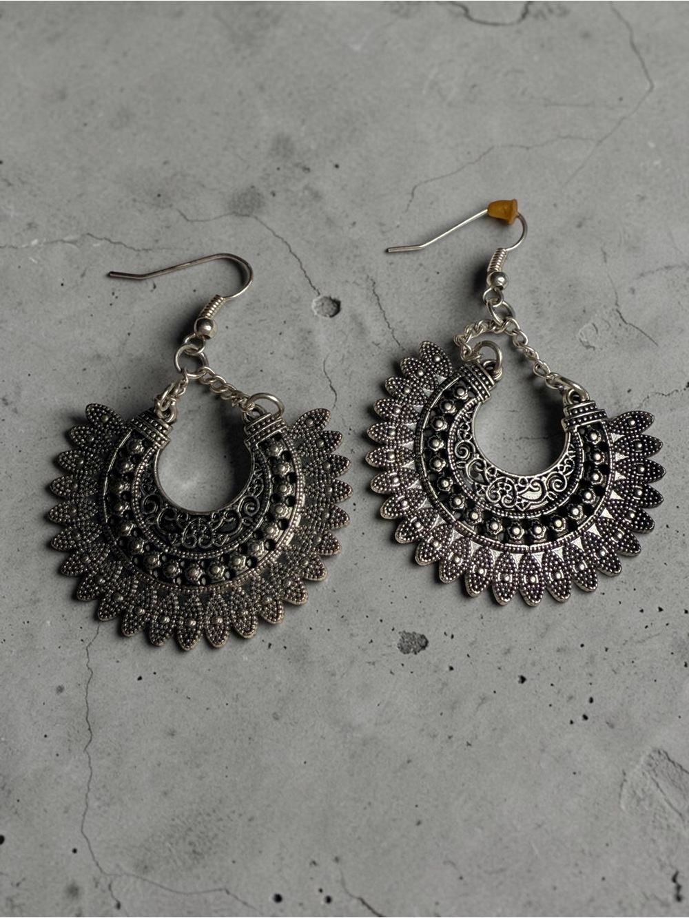 Intricate Silver Bohemian Filigree Dangle Earrings - Women Jewelry